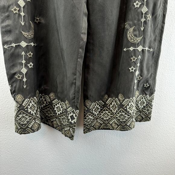 NWT Odd Molly Embroidered Pull On Wide Leg Pants Grey 1 or small - Picture 5 of 14